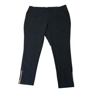 IMAN Global Chic Black Size 3X Pull On Pants Stretch Gold Zipper Ankles NEW READ